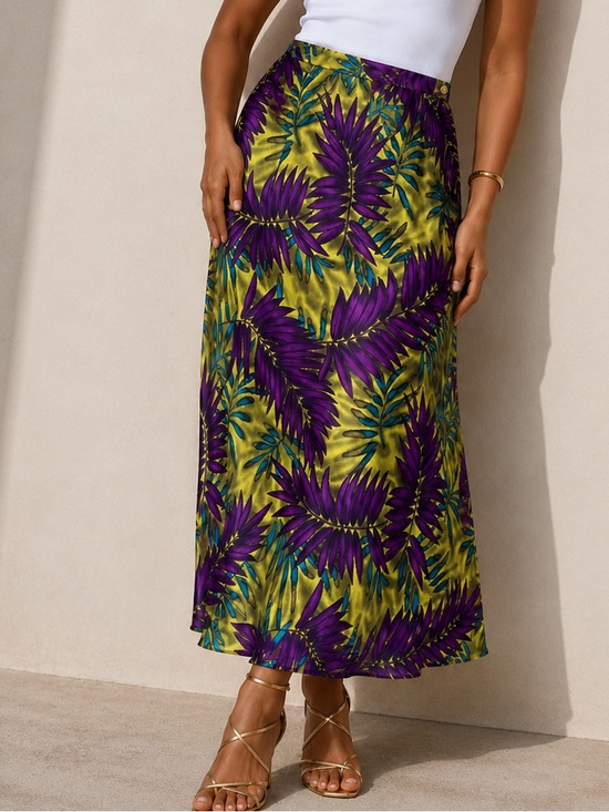 Maggie Mcnaughton Dresses & Skirts - Vintage 100% Silk Tropical Purple & Green Print Maxi Skirt